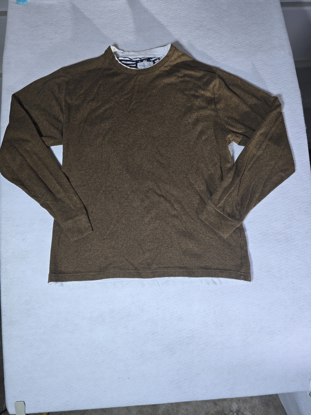 Denim & Flower Men's Crewneck Sweater in Olive Brown Size XL